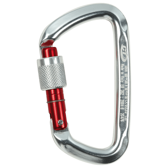 CT D-Shape Screw Gate Carabiner - Silver/Red
