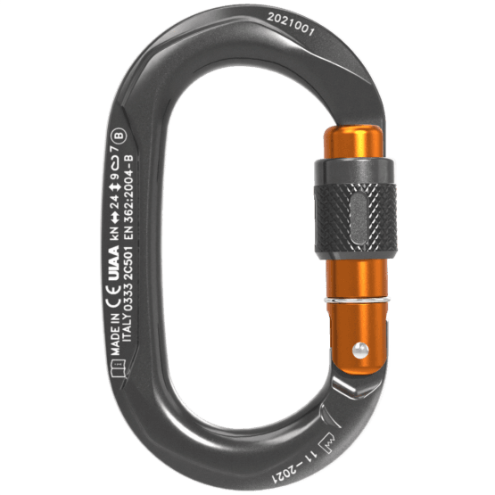 CT OVX Small Oval Screw Gate Carabiner - Grey/Orange - Image 2