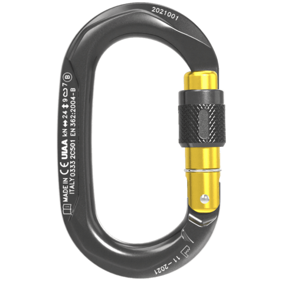 CT OVX Small Oval Screw Gate Carabiner - Grey/Yellow - Image 2