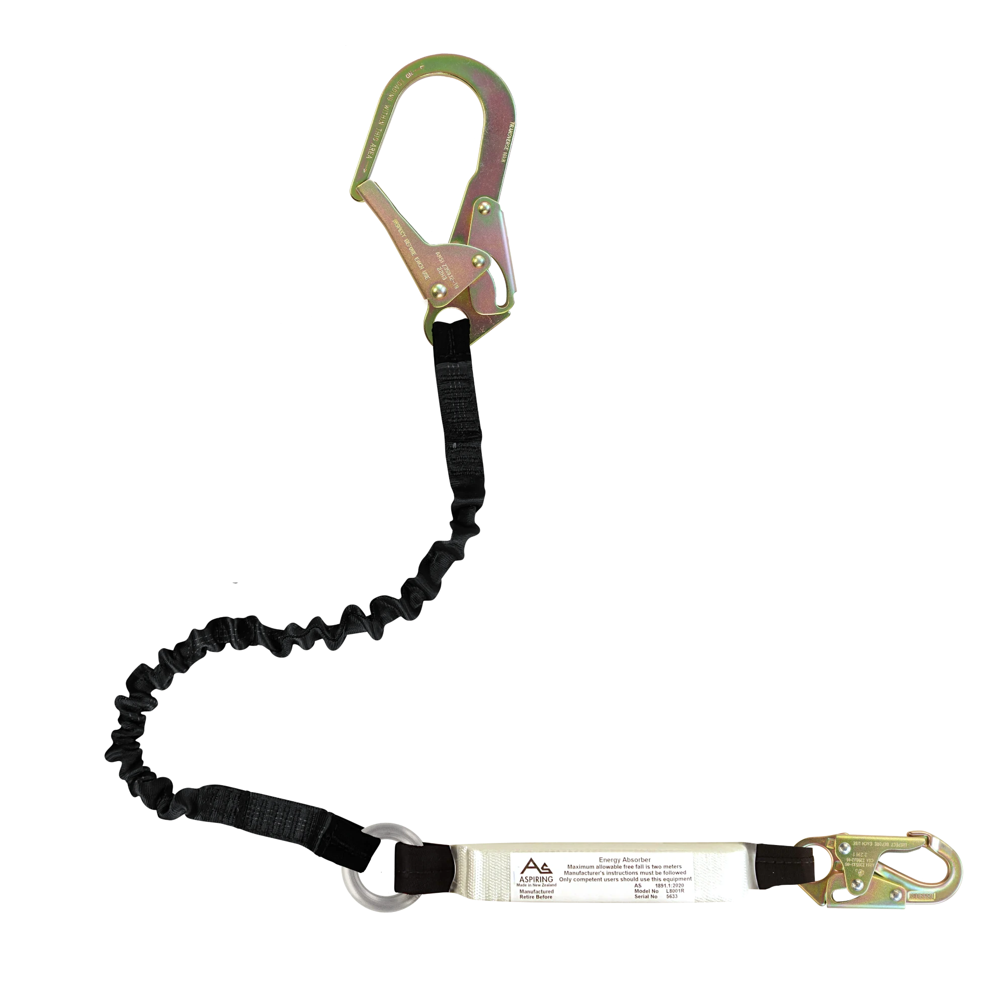 Aspiring Single Elastic Lanyard - Scaffold Hook / Snap Hook